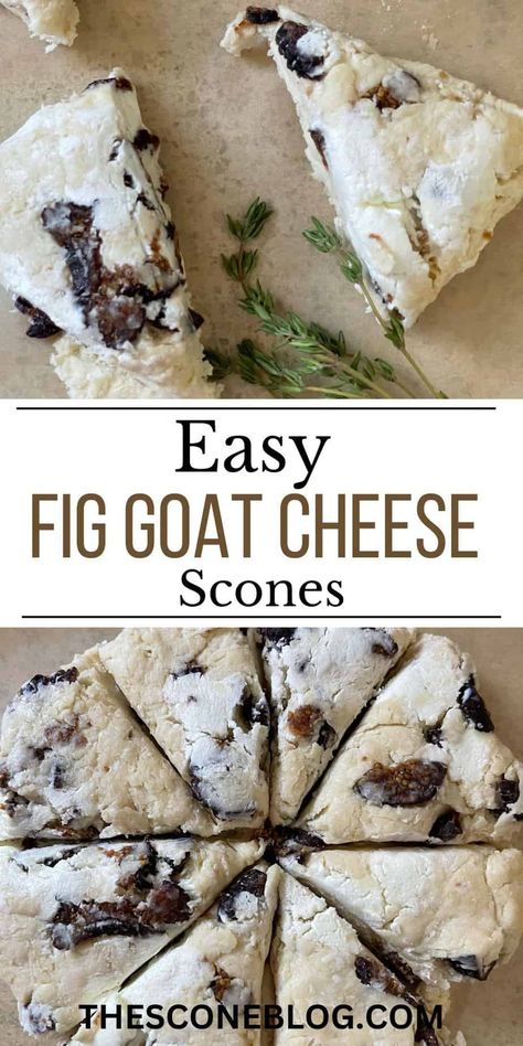 Breakfast Baked Goods Savory, Fig Scones Recipe, Fig Sandwich Recipes, Holiday Scones Recipe, Fall Scone Flavors, Goat Cheese Scones, Christmas Scones, Scones Savory, Hummingbird Bread