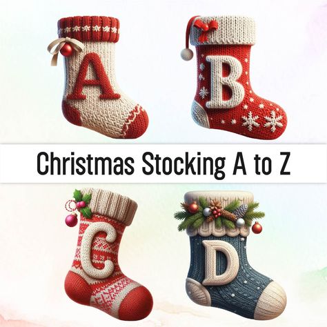 Christmas Font Alphabet, Christmas Stocking Clipart, Stocking Clipart, Christmas Fonts Alphabet, Christmas Font, Christmas Stocking Kits, Christmas Names, Font Alphabet, Alphabet Fonts