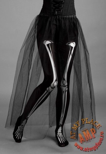 Skeleton leg tights and sheer skirt frm AMP Gothic Rock, Sheer Skirt, My Place, Goth Outfits, Goth Fashion, Hosiery, Skeleton, Style Me, Ball Gowns