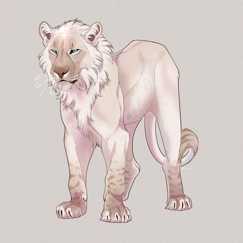 White Lion Character Design, Mythical Deer Creatures, White Lioness Art, Lioden Lions, White Lion Drawing, Male Lion Drawing, Lynx Oc, Lion Oc Art, Lioden Art