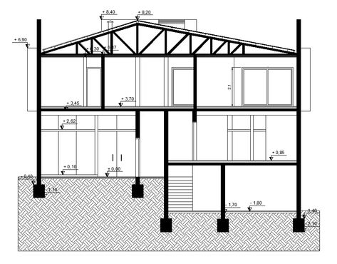 Building Section Architecture Drawings, Building Section Drawing, Building Section Architecture, Drawing Model, Louver Windows, Section Drawing, Affordable House Plans, Interior Architecture Drawing, Architectural Section