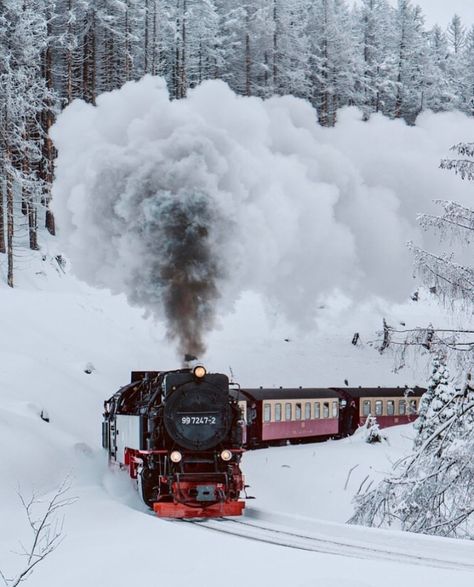 Going To Hogwarts, Steam Engine Train, New York Christmas Aesthetic, Train Vacations, Old Steam Train, Hogwarts Christmas, Vacation Wishes, Northern Germany, Beautiful Winter Scenes