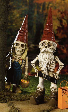 Halloween Fairy Garden, Halloween Gnomes, Dog Skeleton, Halloween Fairy, Gnome Statues, Garden Gnomes, Dog Bones, Halloween Cupcakes, Kew Gardens