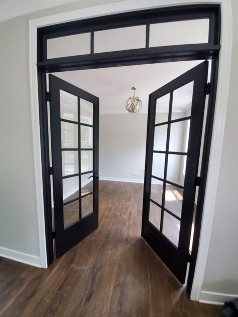 Home Office Door Ideas Entryway, Home Office Door Ideas, Black Entry Doors, Home Office Doors, Dream Basement, Office Entrance, Office Door, Home Office Space, Diy Home Improvement