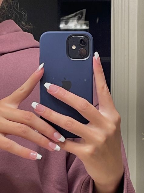 White French Nails, Recipes Cookies, White French Tip, Baking Recipes Cookies, French Tip Acrylic Nails, Cindy Kimberly, White French, Prom Nails, Simple White