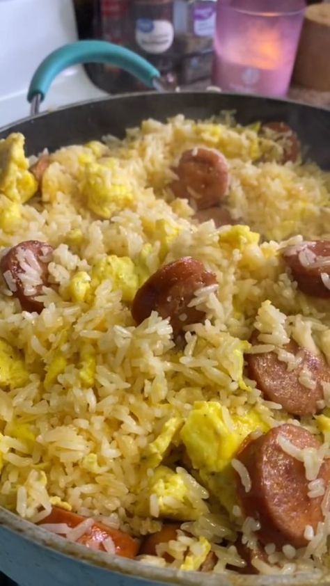 Sausage Fried Rice, Spanish Rice And Sausage, Rice And Eggs, Eggs And Rice Breakfast, Rice Eggs And Sausage, Sausage Rice Bowl, Rice And Eggs Breakfast, Eggs And Rice, Egg Rice