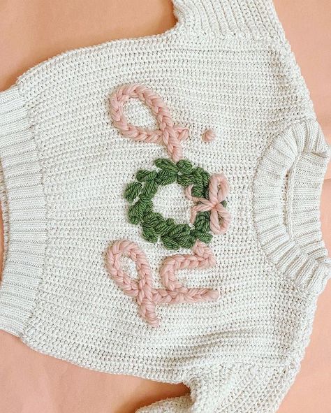 Little Looks by Lilly (@littlelooksbylilly) • Instagram photos and videos Embroidery Christmas Sweater, Brooklyn Pictures, Embroider On Crochet, Christmas Sweater Embroidery, Sweater Embroidery Ideas, Embroidered Sweater Diy, Embroidery Sweater Diy, Embroidered Hats Ideas, Knitted Embroidery