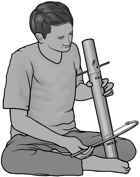 saw bang  (Thailand) / Grayscale images / bamboo fiddle. sawbang. Apache Indian, Homemade Instruments, Indian Artwork, Monochrome Illustration, Grayscale Image, Diy Instruments, Folk Instruments, Traditional Music, String Instruments