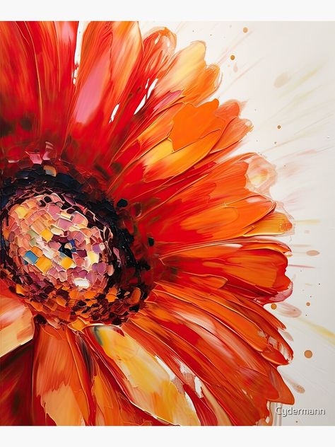 Abstract Flower Art Acrylic, Sunflowers Painting, Gerbera Flower, Black Canvas Paintings, Abstract Art Painting Techniques, Daisy Painting, Watercolor Greeting Cards, Sunflower Painting, Watercolor Flower Art