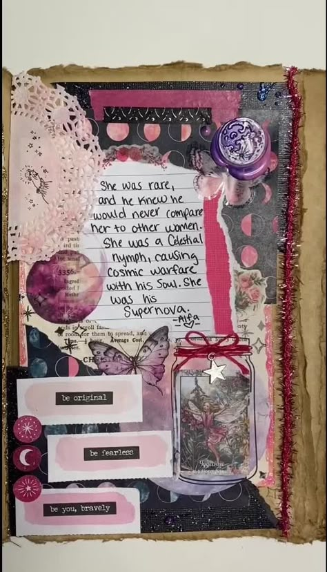 Grimoire Scrapbook, Secret Journal, Spirit Journal, Witchy Junk Journal Ideas, Moon Junk Journal, Aesthetic Junk Journal, Witchy Junk Journal, Dream Journal Aesthetic, Journal Page Aesthetic