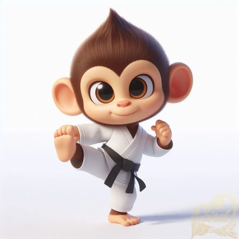 https://card9.com/ai/cute-monkey-karate Monkey Character, Cute Monkey, Art Base, 3d Art, Karate, Animal Art, Cute Animals, Character Design, Animals