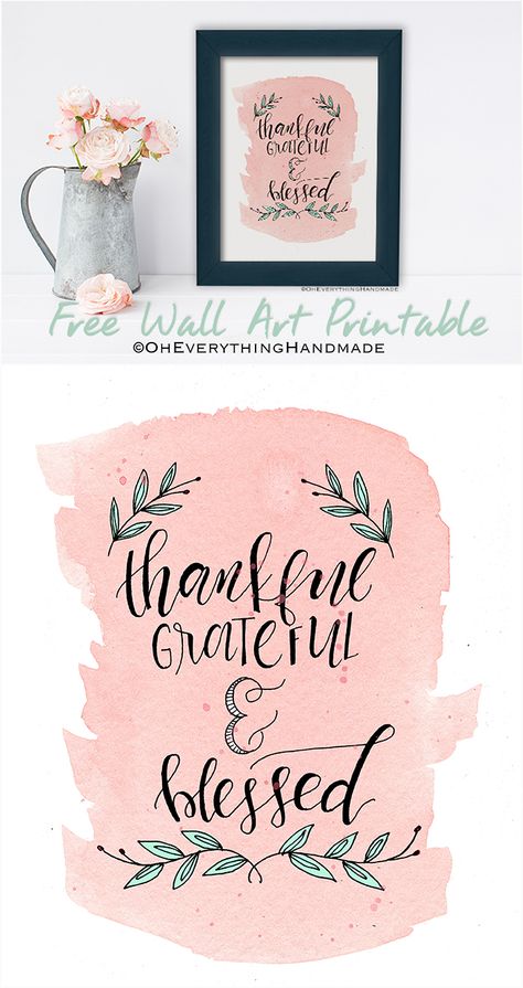 Hi lovelies, I’ve been working on some watercolor, brush lettering art and came up with this “Thankful Grateful Blessed Printable” for you.  The past week has been quite busy around here which was the reason that kept me from creating and building. Thankful Grateful Blessed Wallpaper, Diy Plates, Blessed Wallpaper, Prints Ideas, Showing Gratitude, Free Wall Art, Spring Printables, Thankful Grateful Blessed, Lettering Art