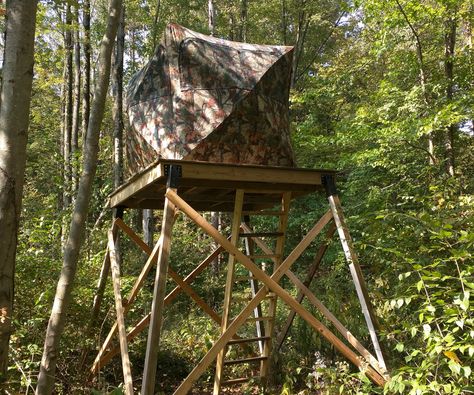 Ultimate Hunting Stand  ||  Making the best free standing hunting blind, for a more comfortable safer hunt, you can share with a friend. My father in law wanted to make a new hunting platform,... http://www.instructables.com/id/Ultimate-Hunting-Stand/?utm_campaign=crowdfire&utm_content=crowdfire&utm_medium=social&utm_source=pinterest Tripod Deer Stand, Deer Stand Windows, Hunting Dog Names, Deer Blind Plans, Tree Stand Hunting, Deer Hunting Stands, Shooting House, Deer Stand Plans, Deer Blinds