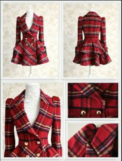 Vintage Frocks, Plaid Clothing, Tartan Fashion, Long Sleeve Layer, Women Overcoat, Plaid Coat, Sammy Dress, Dream Clothes, Slim Waist