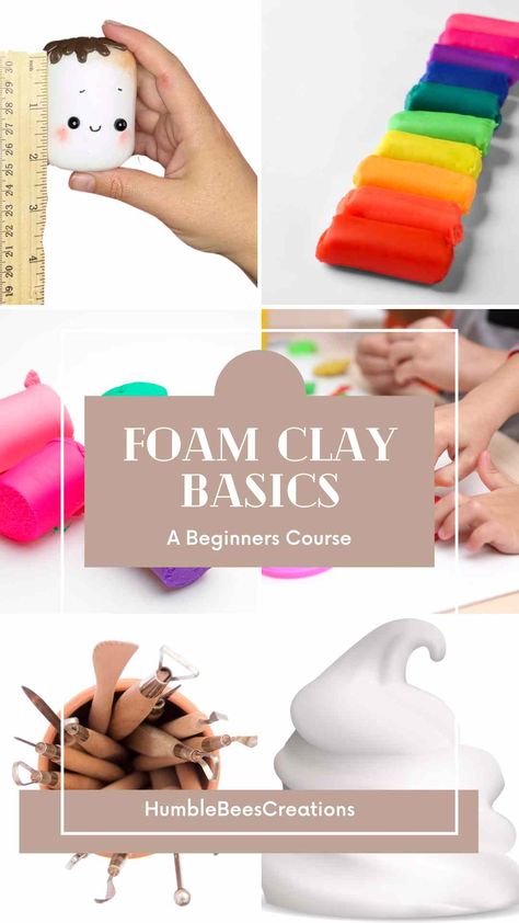 Foam Clay Basics for Beginners (Lesson 01) - HumbleBeesCreations Step By Step Air Dry Clay Ideas, Clay Easy Crafts, Foam Clay Sculpture, Model Magic Clay Ideas Aesthetic, Magic Model Clay Ideas, Foam Air Dry Clay Ideas, Diy Foam Clay, Foam Clay Projects, Foam Clay Ideas Kids Easy