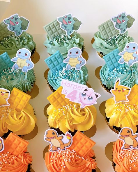 Cupcakes Pokemon, Pokemon Cupcakes, Pokemon Birthday Cake, Kids Birthday Party Food, 5th Birthday Boys, Cupcakes Ideas, Pokemon Cake, Pokemon Birthday Party, New Birthday