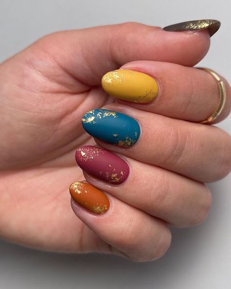 Fall Foil Nails, Nails Pink And Blue, Overlay On Natural Nails, Pink And Blue Nails, Acrylic Nails Pink, Trendy Fall Nails, Pink And White Nails, To New Beginnings, Simple Fall Nails