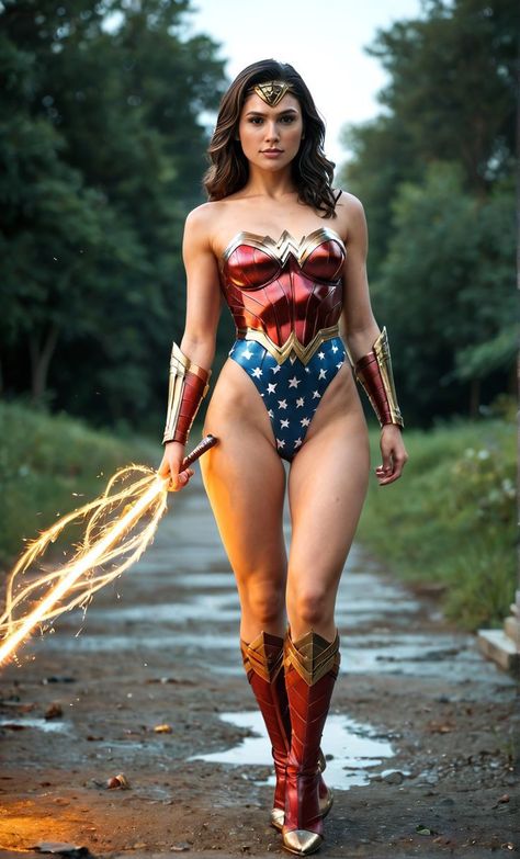 Gal Gadot Outfits, Wonder Woman Animated, Red Knee High Boots, Wonder Woman Dc Comics, Supergirl Costume, Comic Art Fans, Linda Carter, Wonder Woman Cosplay, Satin Bustier