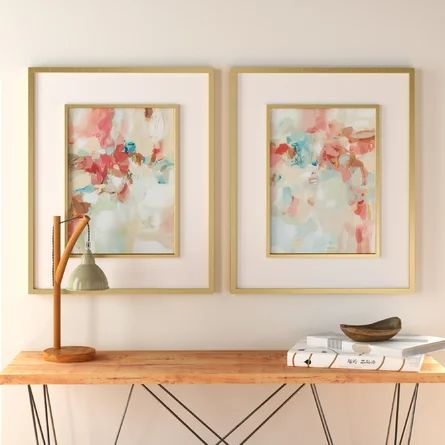 Willa Arlo Interiors A Touch of Blush and Rosewood Fences by Grace Feyock - 2 Piece Picture Frame Painting Print Set | Wayfair Art Above Couch, Condo Design, Fence Paint, Stylish Art, Neutral Walls, Picture Frame Painting, Floral Artwork, Frame Painting, Corner Designs