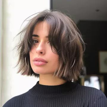 Short Hairstyle Women Short Neck, Short Jaw Length Hair, Short Bob Hairstyles Curtain Bangs, Two Tone Bob Hairstyles, Bob With Round Face For Women, Jaw Length Haircut, Plush Bob Haircut, Short Hair Fine Straight, Italian Bob Curtain Bangs