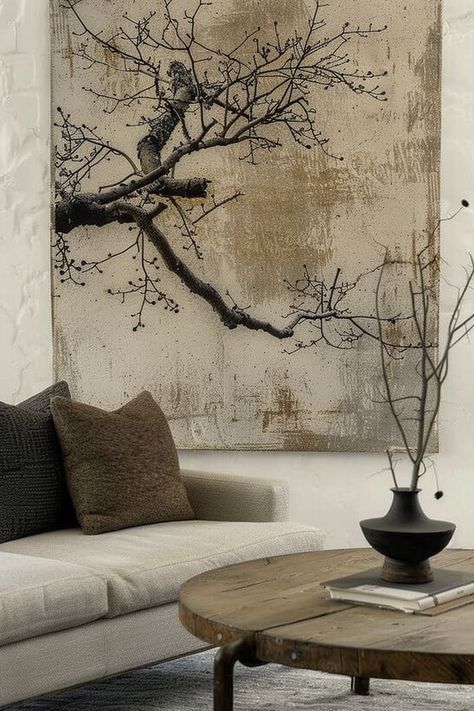 Wabi Sabi Aesthetic: Discovering Beauty in Imperfection - Quiet Minimal Wabisabi Painting Art, Latest Art Ideas, Wabi Sabi Living Room Inspiration, Modern Organic Wall Art, Wabi Sabi Artwork, Contemporary Paintings Abstract, Wabi Sabi Color, Wabi Sabi Texture, Wabi Sabi Inspiration