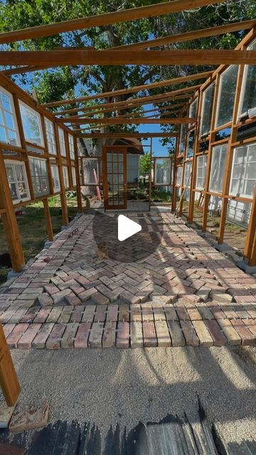 Lily & Rose on Instagram: "Been a minute since I worked on the greenhouse due to planting season and installing a drip system. But obsessed with this brick! Next up… brick and mortaring 😬   #lilyandrose #sharejoy #greenhouse #diygreenhouse #backyardblooms #flowerfarmer #brick #brickbybrick" Greenhouse Paver Floor, Greenhouse With Brick Floor, Diy With Bricks, Brick Greenhouse Floor, Brick Floor Greenhouse, Greenhouse Plans Old Windows, Side Greenhouse, Greenhouse Floor Ideas, Brick Greenhouse