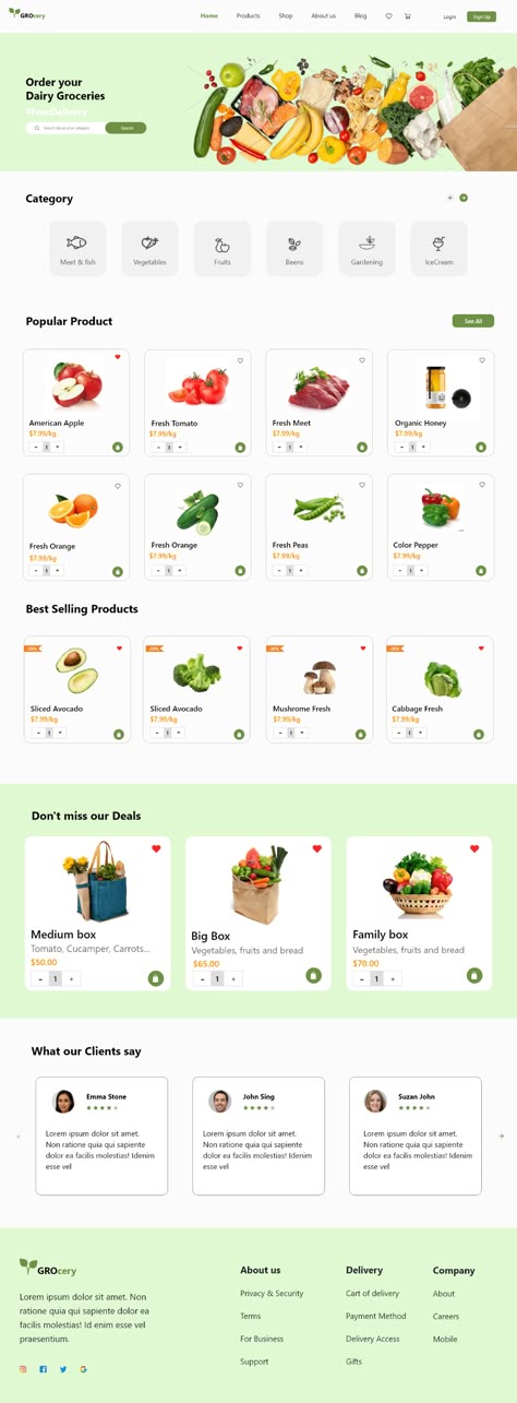 Grocery Ui UX web design on Behance Grocery Store Website Design, Grocery Website Design, Grocery App Ui Design, Food Ui Design, Grocery Store Website, Grocery Design, Grocery Website, Food Website Design, Food Web Design