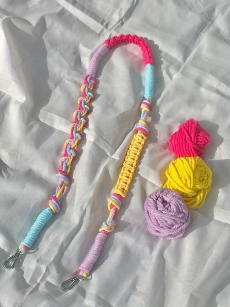 Macrame Glasses Strap, Strap Bag Macrame, Bag Strap Crochet, Crochet Bag Strap, Diy Bag Strap, Macrame Strap, Simpul Makrame, Pola Macrame, Fancy Accessories