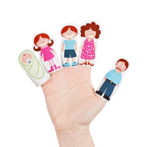 Finger Puppets Printable, Paper Finger Puppets, Baby Party Favors, Finger Puppet Patterns, Puppets For Kids, Puppets Diy, Puppet Patterns, Baby Finger, Finger Family