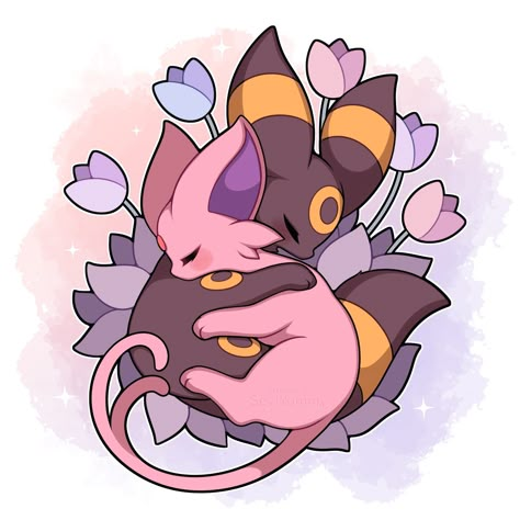 Umbreon Espeon, Umbreon And Eevee, Espeon X Umbreon, Umbreon X Espeon, Umbreon And Espeon Matching Pfp, Espeon And Umbreon Matching Pfp, Espeon Fanart, Best Friend Art, Espeon And Umbreon