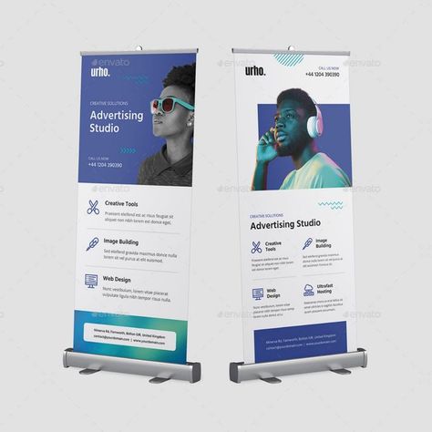 Urho Creative Studio Roll Up Banner Template Corporate Banner Design Creative, Medical Roll Up Banner Design, Creative Roll Up Banner Design, Roll Up Banner Design Minimalist, Pullup Banner Design, Roll Up Design Creative, Google Ads Design Creative, Roll Up Banner Design Inspiration, Roll Banner Design