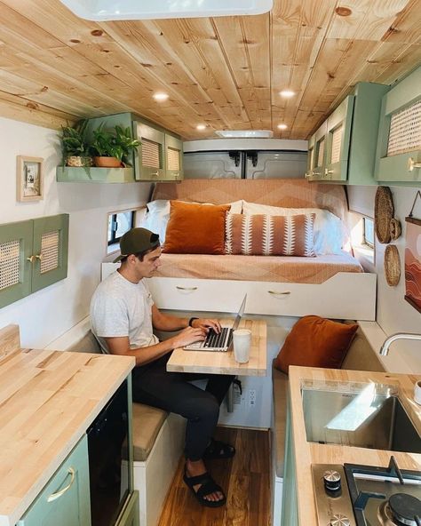 Campervan Table, Hippie Camper, Camper Interior Design, Cargo Trailer Camper, Kombi Home, Senior Overalls, Caravan Interior, Campervan Life, Build A Camper Van