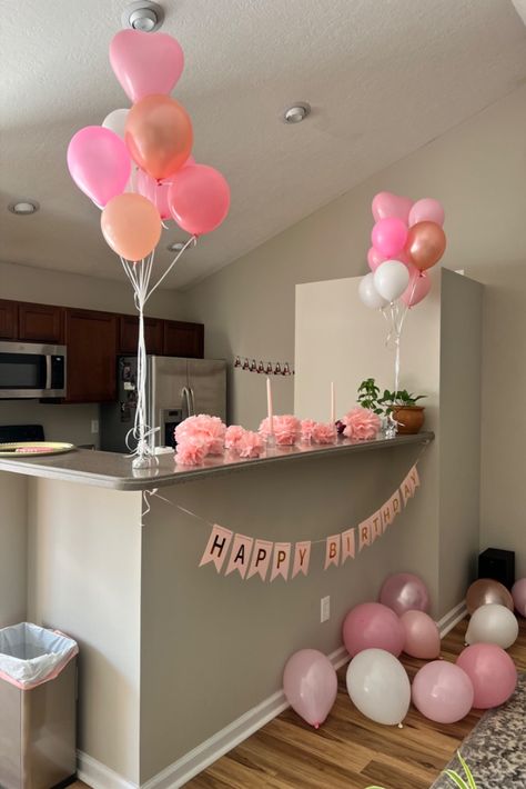 pink birthday 
girly pink party
pink balloon 
party inso 
21st bday party 
20th birthday 
cute preppy birthday Kitchen Birthday Decorations, Bday Decor Ideas, Bday Decor, Kitchen Set Up, Pink Birthday Party, Pink Birthday, Party Inspo, Bday Party, Birthday Decorations