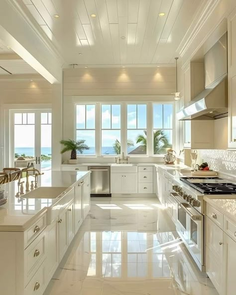 Beach House Kitchens, Dream Life House, Dream Kitchens Design, Dream Beach Houses, All White Kitchen, Dream House Rooms, Dream House Interior, Dream House Plans, House Inspo