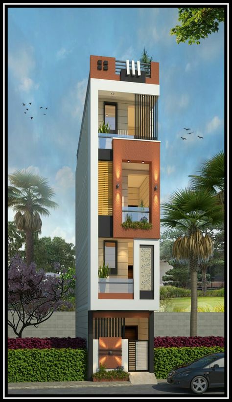 10×50 House Elevation, 15 Ft Front Elevation, 15x50 House Elevation, Small House Design Architecture, Building Front Designs, Narrow House Designs, House Outer Design, Small House Elevation, Small House Front Design