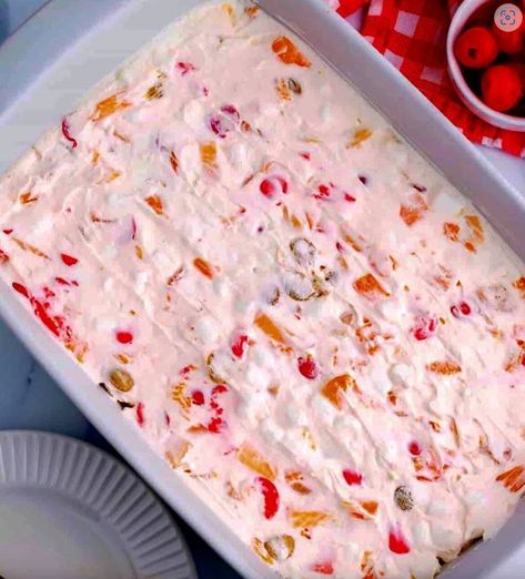 Frozen Fruit Salad - ALL RECIPES GUIDE Frozen Fruit Salad, Fluff Salads, Frozen Fruit Salads, Fruit Salad Ingredients, Fruit Salad With Marshmallows, Best Fruit Salad, Light Desserts, Fruit Salad Recipes, Frozen Treat