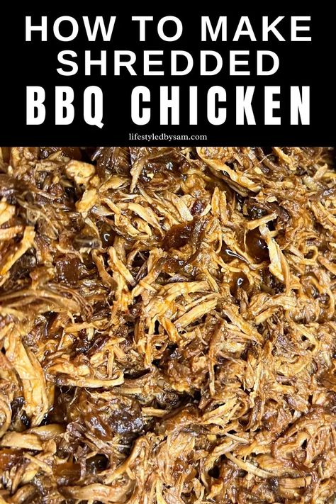 How To Make Shredded BBQ Chicken {Easy Recipe For Summer and Winter}. This easy crockpot shredded BBQ chicken is just 6 ingredients and takes 5 minutes to throw together in the slow cooker. The hardest part is waiting four hours while the chicken cooks and your house smells like the best BBQ joint in North Carolina.Enjoy this recipe for game day, meal prep, taco night, or just because.. Pinterest Pin of How To Make Shredded BBQ Chicken. Winter Grilling Recipes, Crockpot Shredded Bbq Chicken, Slow Cooker Pulled Chicken, Bbq Dessert, Chicken Slow Cooker, Shredded Bbq Chicken, Recipe For Summer, Bbq Chicken Recipes, Chicken Easy