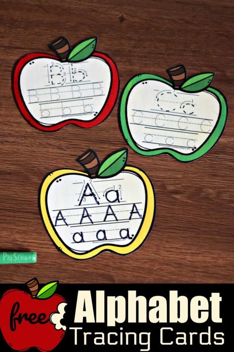 Practice making upper and lowercase letters with these super cute free traceable alphabet apple cards perfect for September. Simply print the apple printable, and have fun as you trace and erase this fun apple activity for fall. This is a great letter tracing practice for toddler, preschool, pre k, kindergarten, and first grade students. Apple Playdough, Apple Letters, Apple Alphabet, Apple Kindergarten, Apple Life Cycle, Apple Lessons, Apple Preschool, Fall Preschool Activities, Apple Activities