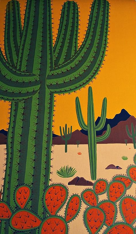 Arizona Art, Cactus Paintings, Boho Painting, Desert Art, Tableau Art, Cute Patterns Wallpaper, Hippie Art, Mexican Art, May 21