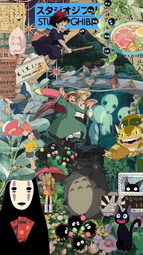 Ghibli Collage, Wallpaper Ghibli, Ghibli Wallpapers, Ghibli Core, Studio Ghibli Wallpaper, Studio Ghibli Poster, Ghibli Fanart, Ghibli Background, Ghibli Wallpaper