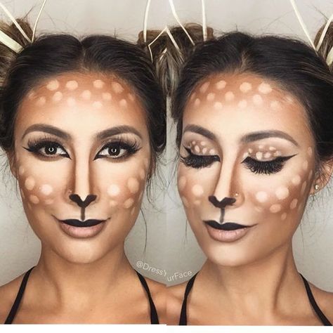 Fantasy Make-up, Deer Makeup, Halloweenský Makeup, Animal Makeup, Deer Costume, Creepy Halloween Makeup, Cute Halloween Makeup, Halloween Makeup Ideas, Halloween Makeup Pretty