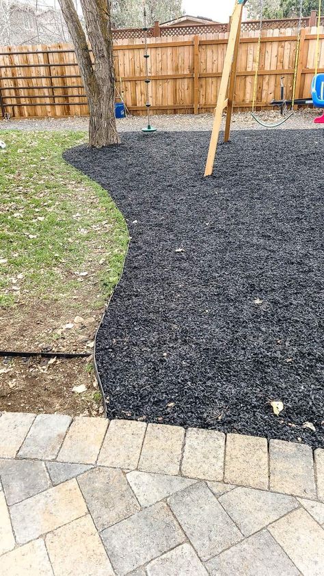 Playground Ground Cover Ideas, Mulch Play Area Backyard, Playground Mulch Ideas, Mulch Playground Area, Alternatives To Bark Mulch, Playground Rubber Mulch, Playground Mulch, Kids Sandbox, Wood Mulch