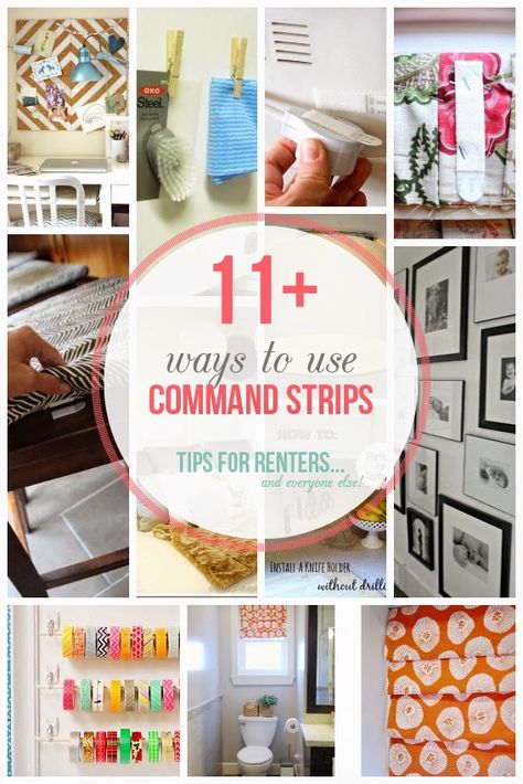 11 Creative Uses For 3M Command Strips | I love the window treatments idea! Great solution for me because my apartment walls are concrete. Diy Home Decor For Apartments Renting, Apartment Organization Diy, Renters Decorating, Dorm Room Hacks, Gallery Ideas, Command Hooks, Apartment Organization, Organization Diy, Rental Decorating