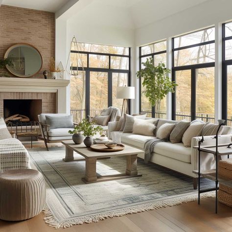 8+ Cozy Living Room Ideas for a Year-Round Comfort • 333+ Art Images Mountain Farmhouse Living Room, Country Modern Home Interiors, Scandinavian Rustic Living Room, Rustic Sitting Room Ideas, Modern Farmhouse Sitting Room, Luxury Farmhouse Living Room, Scandinavian Farmhouse Interior, Architecture Boards, Modern Farmhouse Living Room Ideas