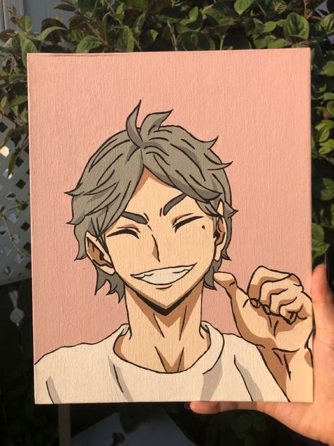 Anime Room Painting, Haikyuu Canvas Painting, Anime Paintings On Canvas, Haikyuu Painting Ideas, Haikyuu Painting, Anime Canvas Painting Easy, Anime Painting Ideas, Anime Paintings Canvases, Manga Painting