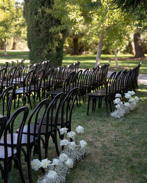 an All Black Affair🖤 You've found the right place for perfect rental chairs to match the elegance of your special day✨ensuring a seamless and stylish experience for you and your guests. Check our Chair Collection with the link in BiO🔗 Photography: @marylewisphoto Venue: @parkwinters Wedding Planner: @curatedbygw Flowers: @the_blonde_bouquet Bride: @Jazmyn_hopkins Groom: @Cywatson_9 Hair: @xo.beauty.co Makeup: @missmarissartistry Black Chair Wedding Ceremony, Black Chairs Wedding, Wedding Chair Decorations, Reception Chair, Black Chair, Chair Decorations, Wedding Chairs, Outdoor Wedding Ceremony, Special Day