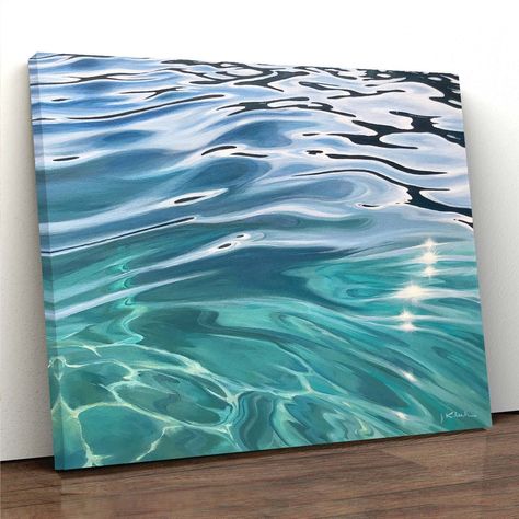 Painting Water At Night, Clear Water Painting, Dark Ocean Painting, Water Drop Painting, Water Reflection Painting, Water Reflection Art, Dark Blue Painting, Painted Sky, Beach Art Painting