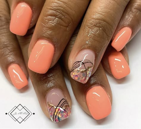 Uñas Color Salmon, Dipped Nails Ideas Powder Short, Natural Nail Gel, Salmon Nails, Bold Nails, Overlay Nails, Pedi Ideas, Gel Overlay, Fancy Nails Designs