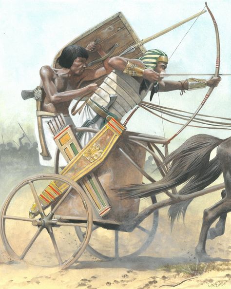 Biblical Warriors, Egyptian Chariot, Chariot Racing, Egyptian Army, Ancient Kemet, Ptolemaic Egypt, Kemet Egypt, Chariots Of Fire, Biblical Paintings