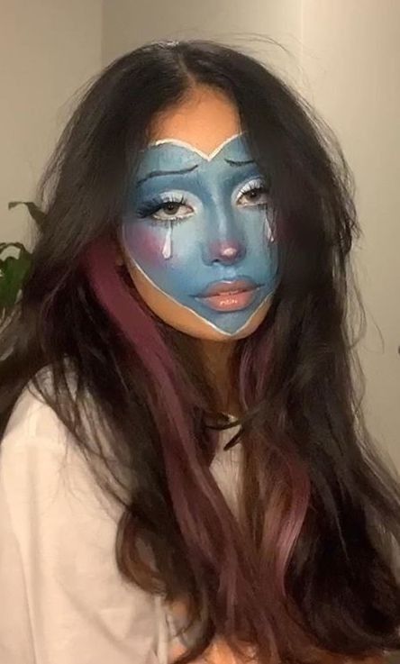 Halloween Makeup Looks Full Face, Halloween Makeup With Eyeshadow, Halloween Makeup Themes, Sfx Makeup Inspiration, Sfx Face Paint, Creative Face Paint Makeup Looks, Creative Makeup Looks Full Face, Halloween Make Up Ideas Creative, Full Face Halloween Makeup